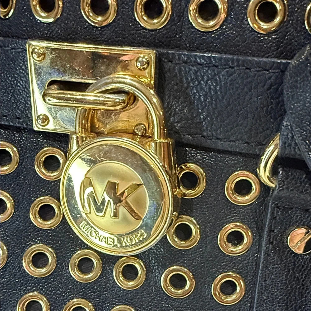 Michael Kors Black Tote with Gold Accents